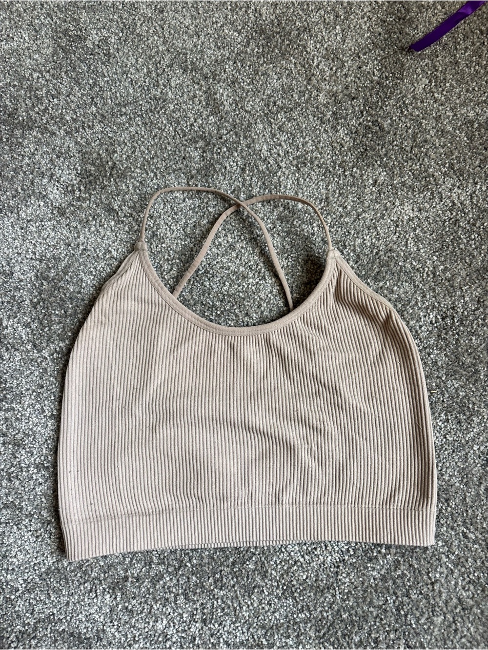 Ribbed Neutral Cropped Halter Top